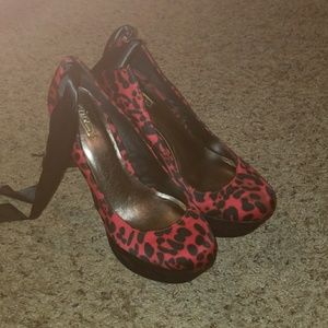 Red leopard print heels